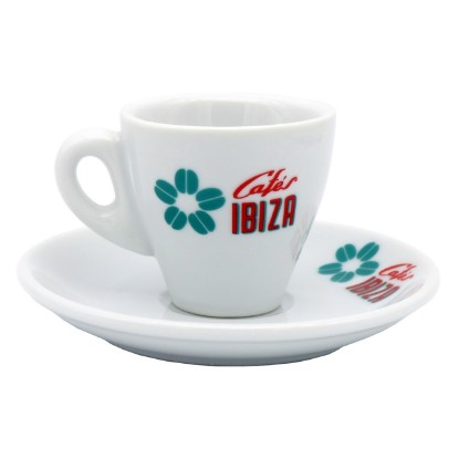 Bild von Espresso Tasse "Cafés Ibiza" aus weißer Keramik (50 ml)