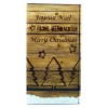 Weihnachtliche Geschenkverpackung mit Echtholz-Optik sowie neuartiger Echtholz-Haptik und staubfreier, naturbelassenen Holzwolle